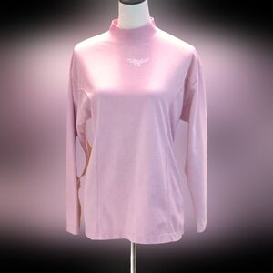 Middlebrook Park Mock Neck Floral Embroidery Long Sleeve Pink Top Women size M